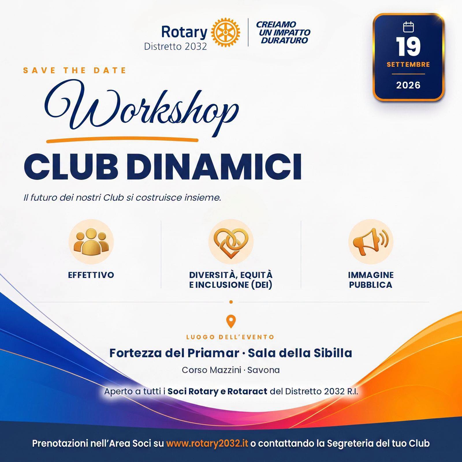 Workshop Club Dinamici – Savona 19 settembre 2026